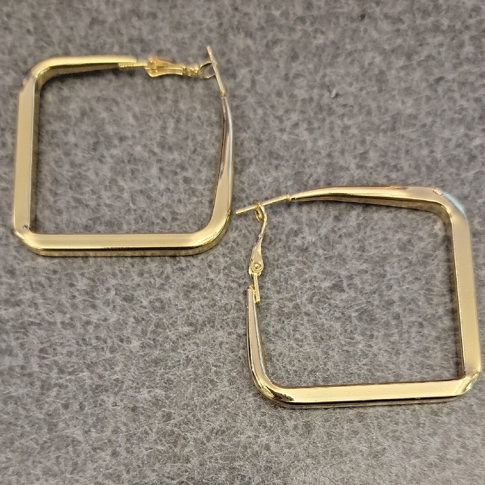 Fashion Jewelry Gold Square Hoop Earrings